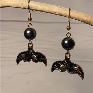 Mermaid Tail with Black Enamel and Shell Pearls